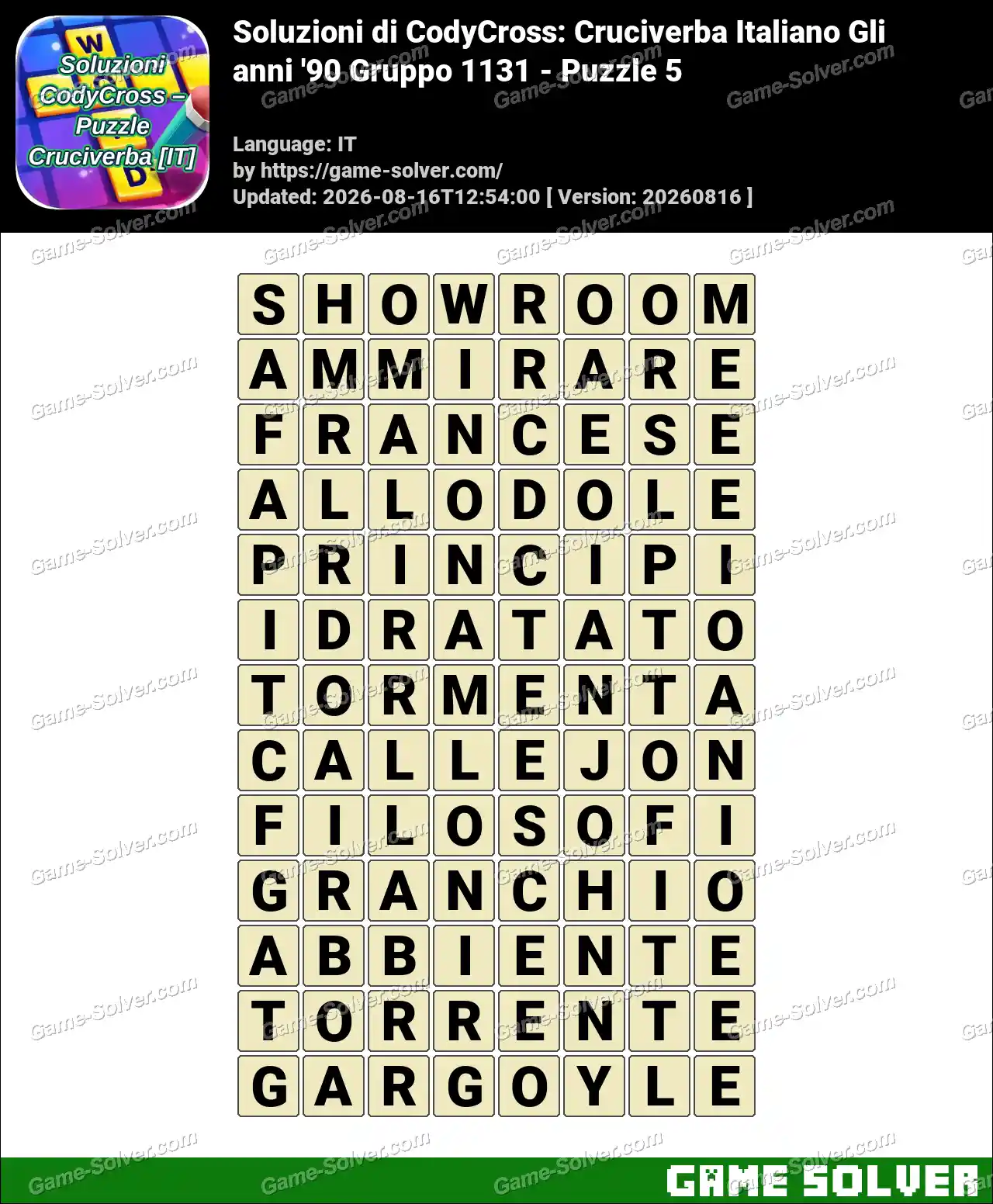 Soluzioni di CodyCross: Cruciverba Italiano Gli anni ’90 Gruppo 1131 – Puzzle 5